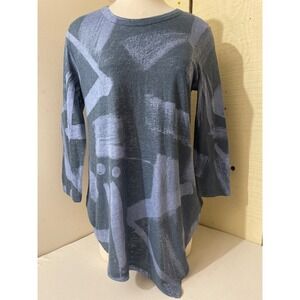 Jess & Jane‎ Womens Medium Abstract Print Long Sleeve Tunic Top Casual Style